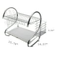 thumbnail image 6 of 2-Tier Dish Rack Kitchen Dish Cup Drying Rack Drainer Holder Stainless Steel Silver 15.74 x 14.57 x 9.84 inch, 6 of 6