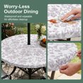 thumbnail image 5 of Round Outdoor Tablecloth with Umbrella Hole and Zipper, Spring Flower Tablecloth with Elastic Waterproof, Vintage Farmhouse Light Purple Boho Leaf Patio Table Covers for 31" - 35" Picnic Pool Tables, 5 of 9