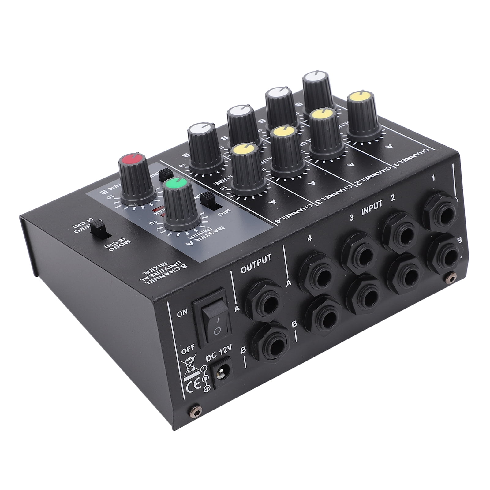 Sound Mixing Console, US Plug 110-240V 6.35mm Interface 8 Channel Input Audio Mixer Stereo  For Music