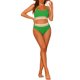 thumbnail image 2 of Conjuntos de bikini de dos piezas de talle alto para mujer, con tirantes ajustables y diseño acanalado, traje de baño en color verde oscuro, talla X-Large, 2 of 5