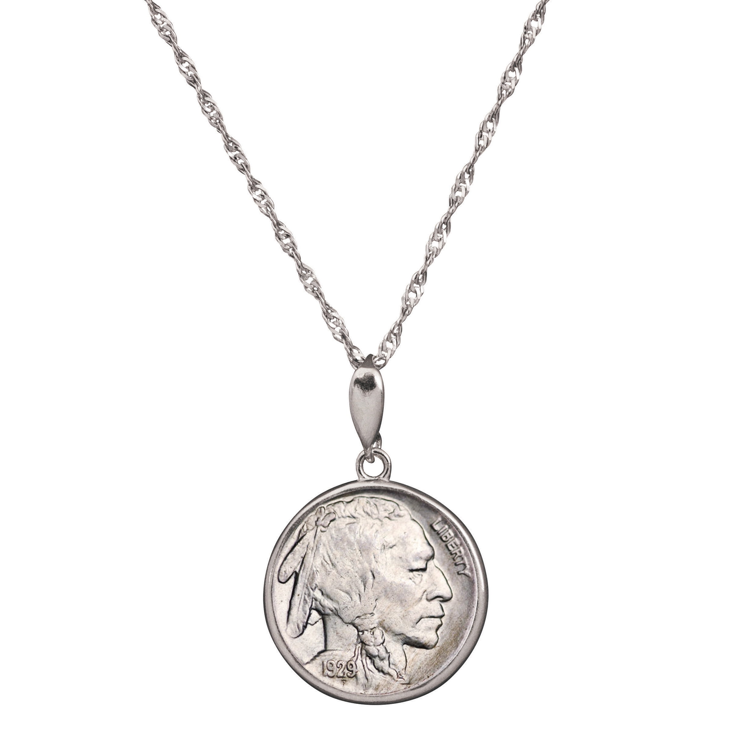 American Coin Treasures Buffalo Nickel Coin Sterling Silver Necklace ...