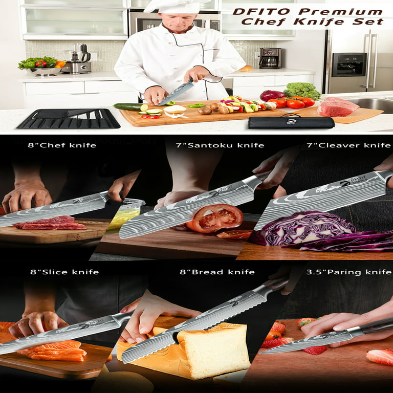 MDHAND Kitchen Chef Knife Sets, 8 Pieces Knife Sets for Professional  Chefs,Stainless Steel Ultra Sharp Japanese Knives with Sheaths (gift box  version)