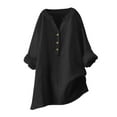 thumbnail image 2 of Fall Shirts for Women 2025 Long Sleeve Button Up V-Neck Casual Loose Dressy Casual Blouse Womens Fall Tops, 2 of 6