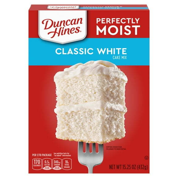 Pack Of 2 Duncan Hines Perfectly Moist Classic White Cake Mix, 15.25 oz (Package May Vary)