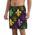 thumbnail image 2 of Disketp Men'S Swim Trunks Hawaiian Breathable Surf Beach Swimsuits Mesh Lining Beach Shorts With Pockets-Mardi Gras1, 2 of 9