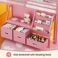 thumbnail image 4 of Afuhokles Low Loft Bed Twin Size with Bookshelf, LED Loft Bed with 3 Drawers, Pink, 4 of 8