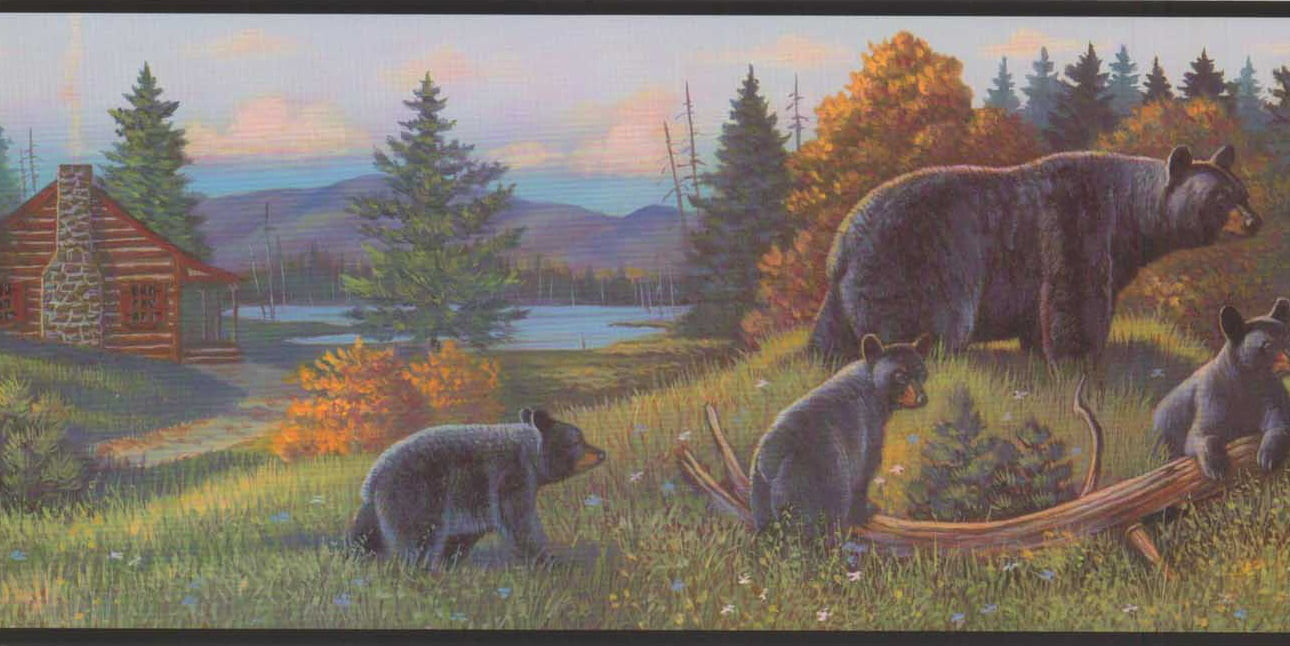 YORK WALLCOVERINGS 877660 Bears And Cabin Wallpaper Border WL5627b