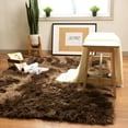 thumbnail image 4 of Super Area Rugs Plush 6 by 9 Ft Faux Sheepskin Fur Shag Rug, Dark Brown, 4 of 5