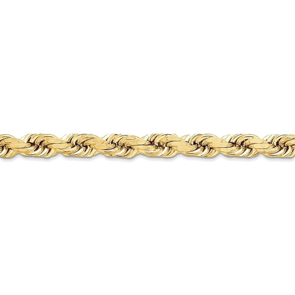 10k Yellow Gold Solid 8mm Handmade Sparkle Cut Rope Chain Anklet 9 Inch Barrel Clasp-Anklet for Women and Men
