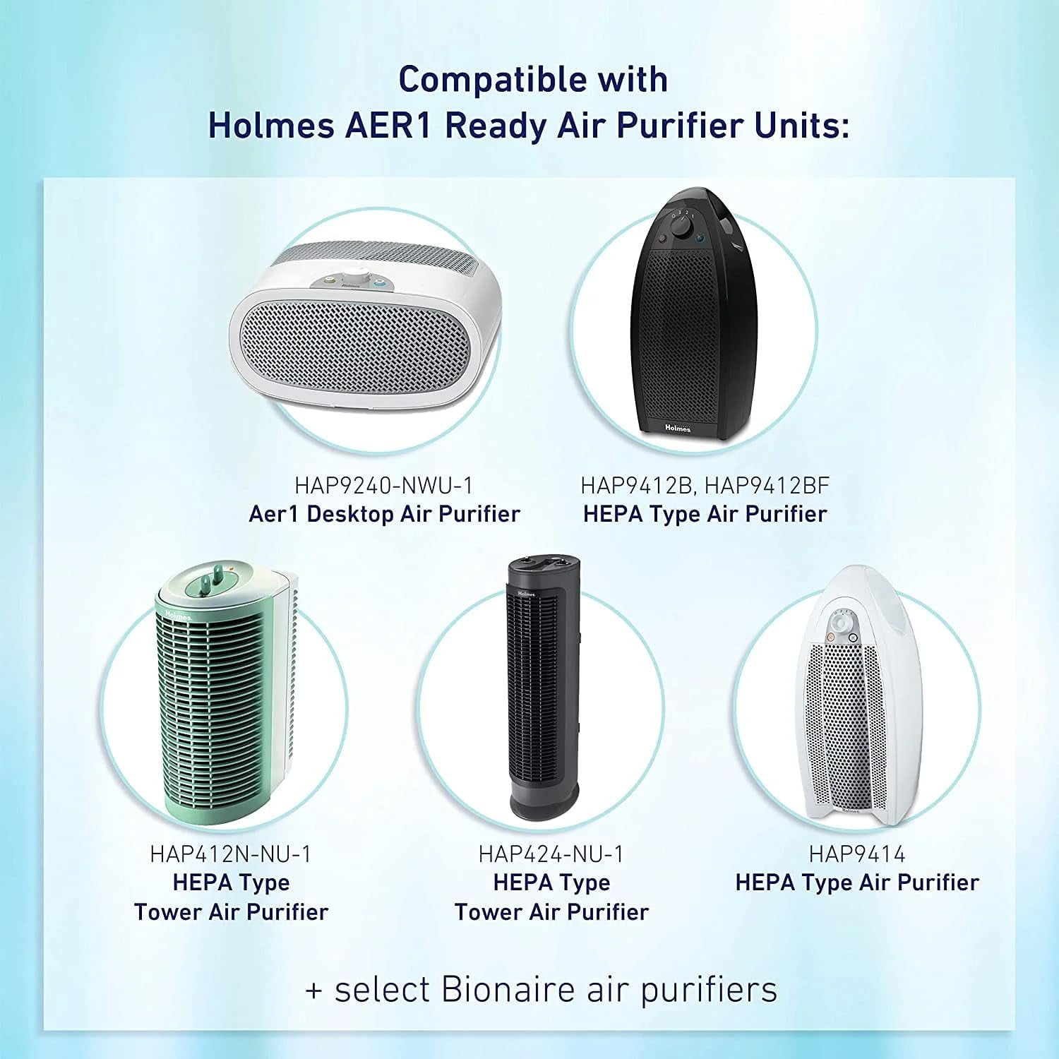 Bionaire - Aer1 Air Filter,  Remover True HEPA Replacement Air Filter (2-Pack)