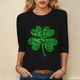 thumbnail image 2 of felwors St Patty's Day Shirt Women 2026 Casual Plus Size 3/4 Sleeve Irish Clover Shirts Funny Saint Patrick's Tunic Tops (Black, M), 2 of 4