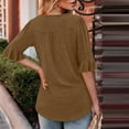 thumbnail image 4 of Atogsazn Womens 3/4 Sleeve Shirts Summer Square Neck Bell Sleeve Tops Business Casual Loose Tunic Work Dressy Blouses Khaki XL, 4 of 7