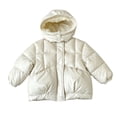 thumbnail image 4 of Jalioing Girls Winter Coat Fashion Plain Long Sleeve Zip Up Puffer Jacket Toddler Kids Thermal Thick Outerwear with Pocket, 4 of 7