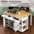 thumbnail image 3 of Yoneston 47" Farmhouse Kitchen Island with Power Outlet, Multifunctional Kitchen Trolley with Drop Leaf, Internal Storage Rack and 2 Drawers 2 Cabinet for Kitchen, Dining Room, White, 3 of 10