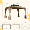 thumbnail image 6 of Domi Outdoor Living 10 X 12 Hardtop Gazebo Outdoor Aluminum Gazebo with Polycarbonate Double Roof Canopy for Lawn and Garden, with Curtains & Net (Wood Looking), 6 of 8