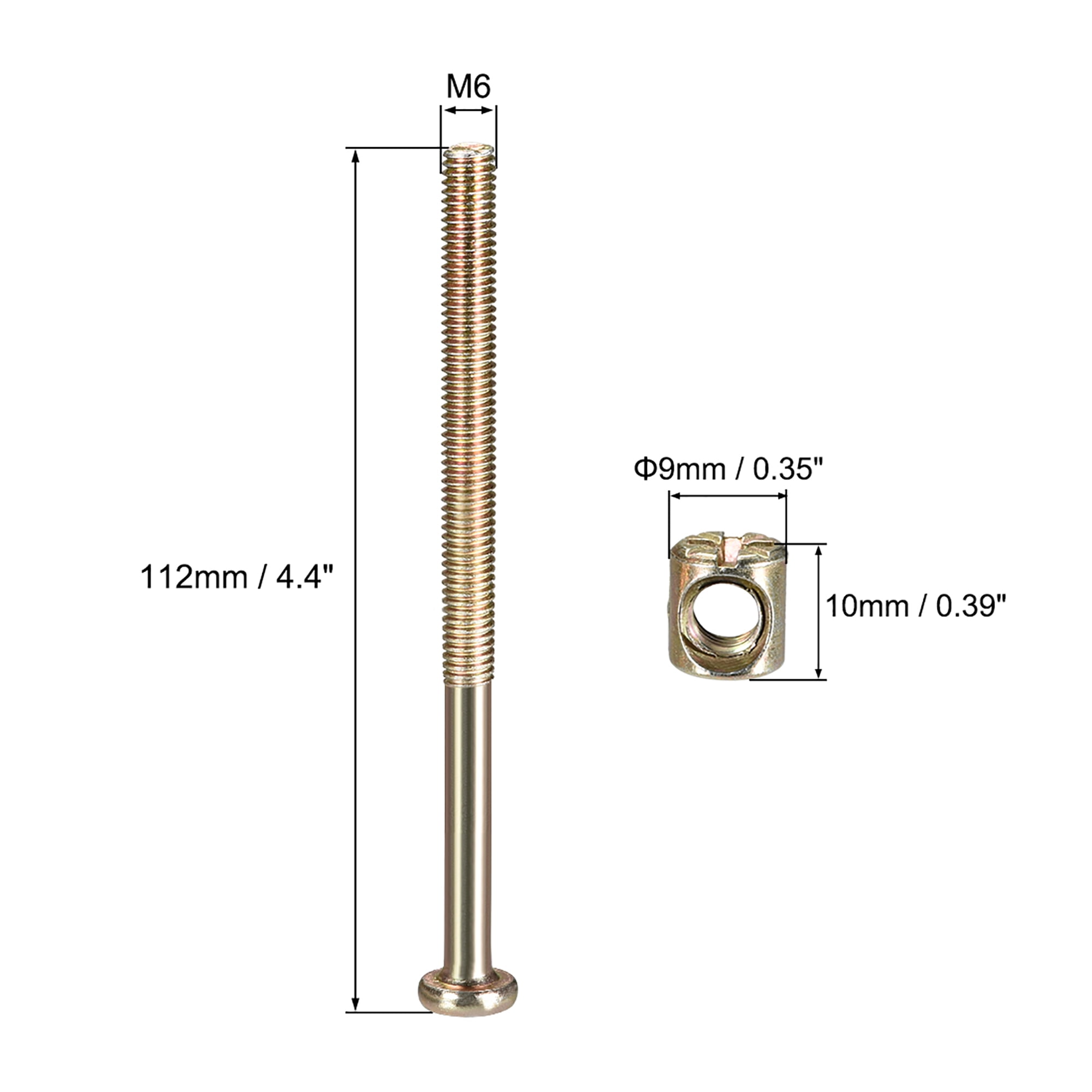 M6 x 110mm Furniture Bolts Nut Set Hex Socket Screw with Barrel Nuts Phillips-Slotted Zinc Plated 20Sets