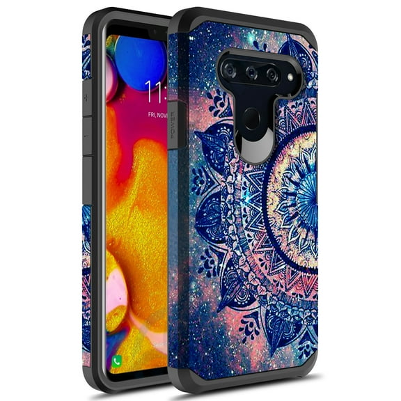 LG V40 ThinQ Case, Kaesar Slim Hybrid Dual Layer Shockproof Hard Cover Graphic Fashion Cute Colorful Silicone Skin Cover Armor Case for LG V40 ThinQ (Mandala)