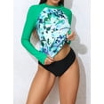 thumbnail image 7 of Charmo Women Color Blocked Swim Shirts Long Sleeve Rash Guard UPF 50+ UV Swimsuit Top, 7 of 7