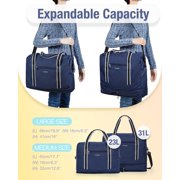 BAGSMART Expandable Travel Duffel Bag for Airline 18x14x8, Foldable Weekend Overnight Bag Tote Carry on Luggage, Unisex, Blue