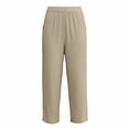 thumbnail image 4 of Delayuji Womens Linen Pant Daily Elastic High Waist Straight Leg Pant Solid Color Casual Pants Loose Long Trousers, 4 of 5