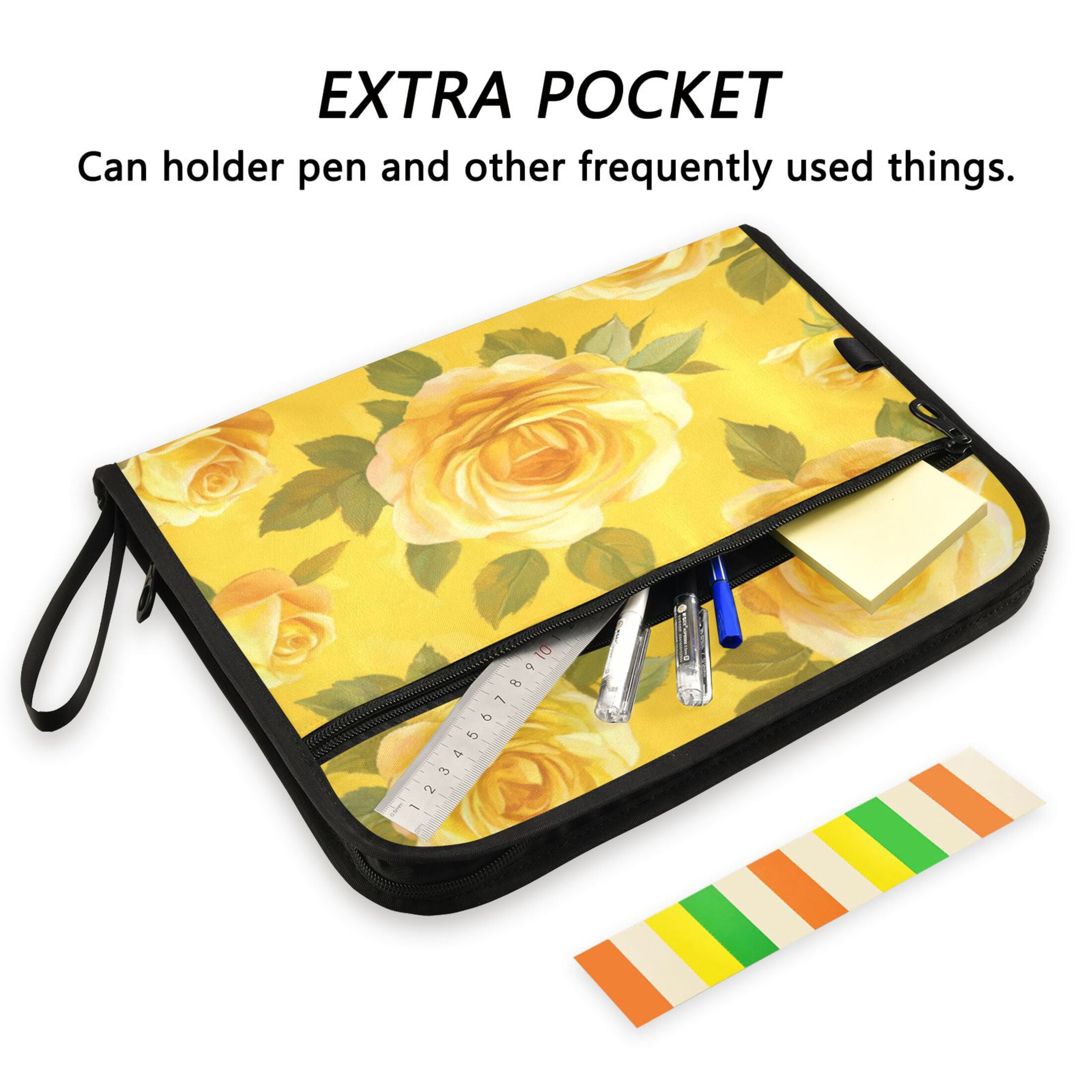 Organ Folder 14.2 x 0.8 x 10.6 Inches 13 Separate Pockets A4 Size Documents Folder A Sort Storage File Manager For The Home Office Beautiful Yellow Roses2