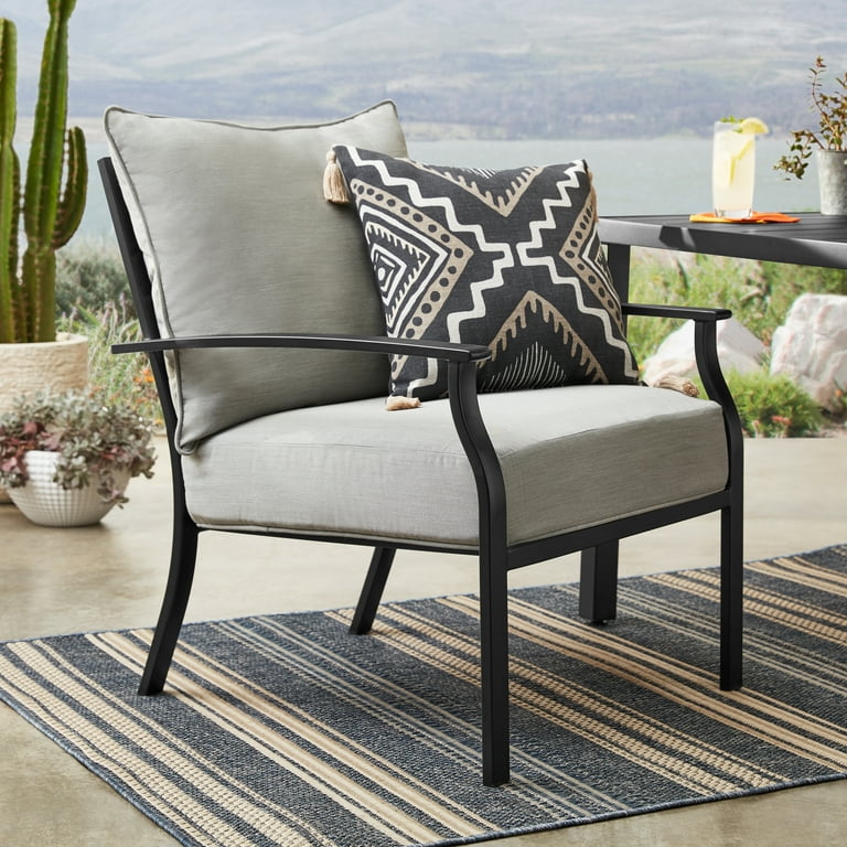 Milport black metal slat dining table discount