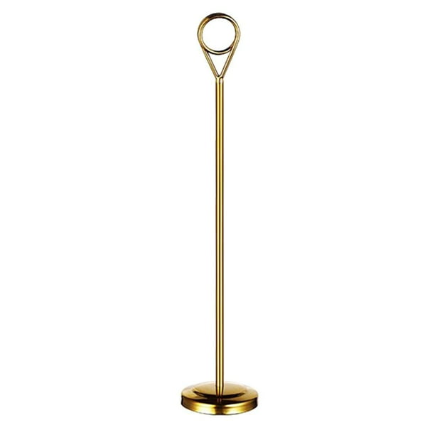 Soporte de acero inoxidable para número de mesa, soporte para letreros y fotos para hotel. 25cm de oro