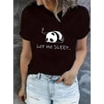 thumbnail image 1 of Camisetas para mujer Verano manga corta Tops para DeportesCreative English Sleeping Panda Pattern Printed Women'S Fashionable Round Neck Short Sleeve, Simple Casual Sports T-Shirt, Comfortable Summe, 1 of 6