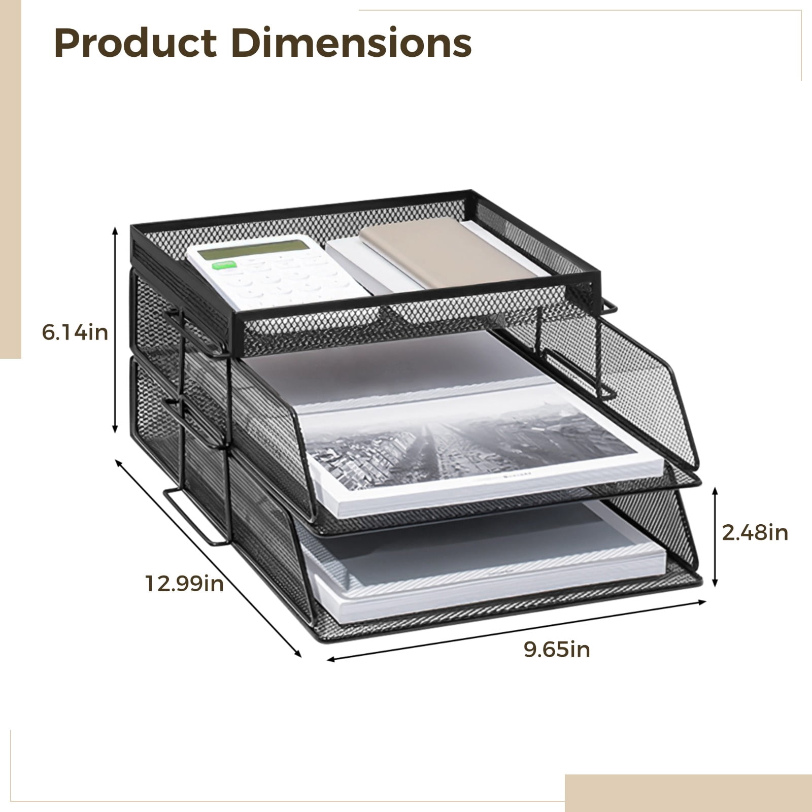 3-layer paper organizer, letter tray, mesh file organizer, paper sorting machine for home office supplies, desktop organizer