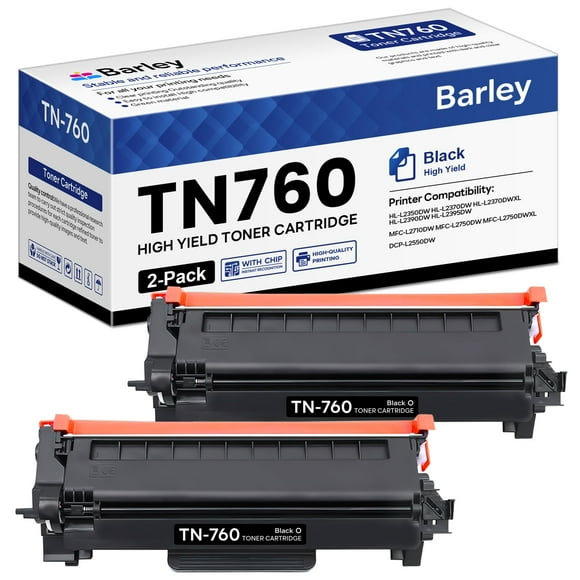 TN-760 TN760 High Yield Black Toner Cartridge Compatible TN 760 Toner Cartridge Replacement for Brother TN760 TN-760 DCP-L2550DW MFC-L2750DW MFC-L2710DW Toner Printer (2-Pack).