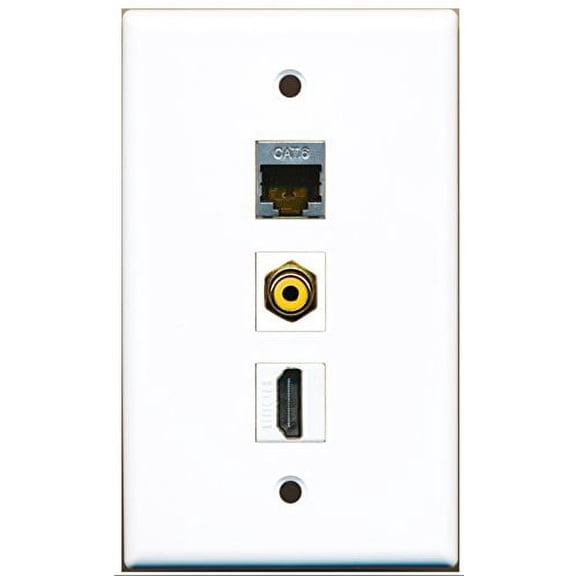 RiteAV - 1 Port HDMI and 1 Port RCA Yellow and 1 Port Shielded Cat6 Ethernet Wall Plate