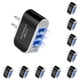thumbnail image 1 of Adaptador de carga Sidaley de enchufe de EE. UU. 3 puertos USB Negro 10Conjunto, 1 of 6