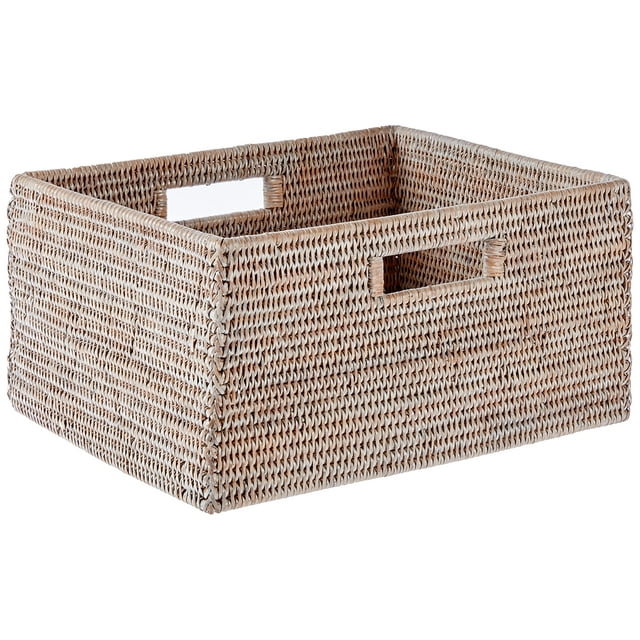 KOUBOO la Jolla Étagère en Rotin, Moyen, Panier de Rangement à la Chaux