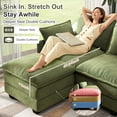 thumbnail image 2 of BedLuxury 106" U-Shaped Sectional sofa for Living Room, 4 Seats Chenille Modular Couch Sleeper Sofa with Movable Ottomans, Green, 2 of 8