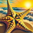 thumbnail image 6 of PIKWEEK Seas Day Vintage Beach Starfish Tablecloth Round Table Cover White, 6 of 8