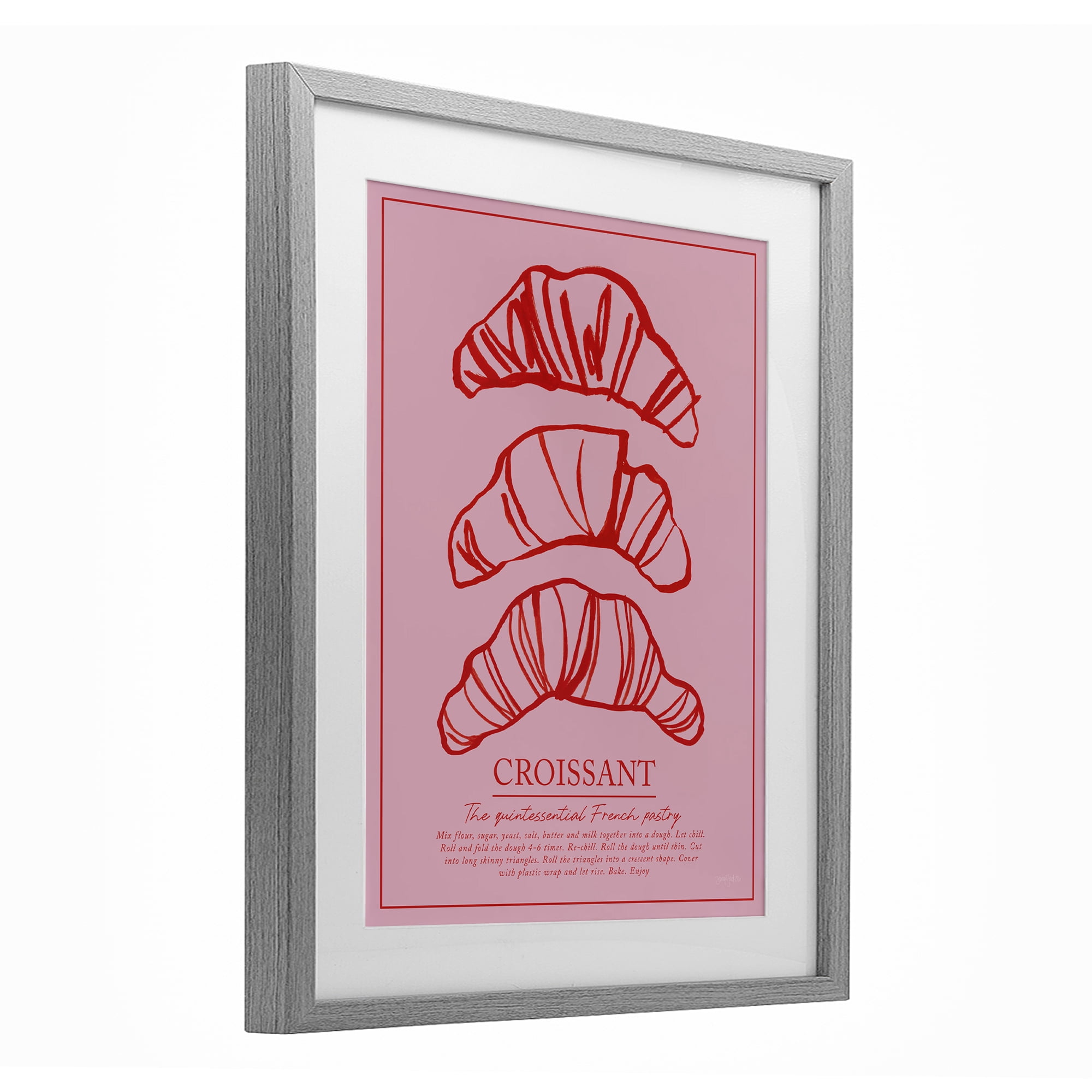 Stupell Industries Croissant Breakfast Pastry Gray Framed Print Under Glass, design by Jenaya Jackson