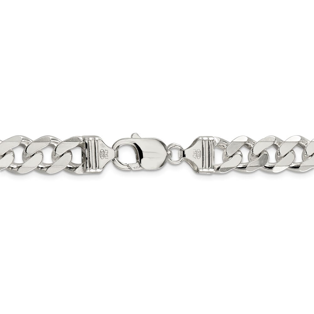 White Sterling Silver bracelet Curb chain Men's 20 in 11 mm