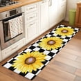 thumbnail image 3 of Sunflower Kitchen Runner Rug 2x6 Washable Runners for Hallway Non Slip Yellow Fall Floral Black White Lattice Check Large Area Rug Indoor Floor Carpet for Bathroom Laundry Entryway Bedroom, 3 of 8