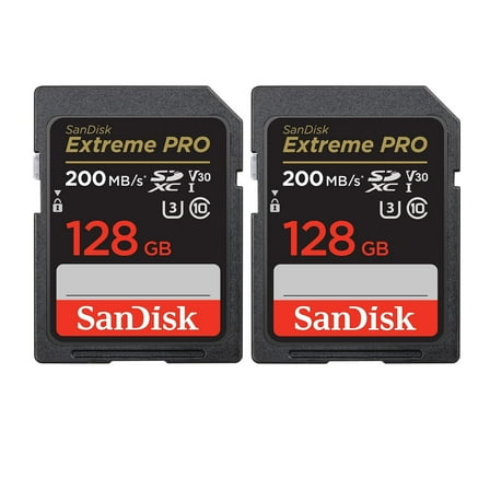 SanDisk 128GB Extreme PRO 200MB/s SDXC UHS-I Memory Card (2-pack)