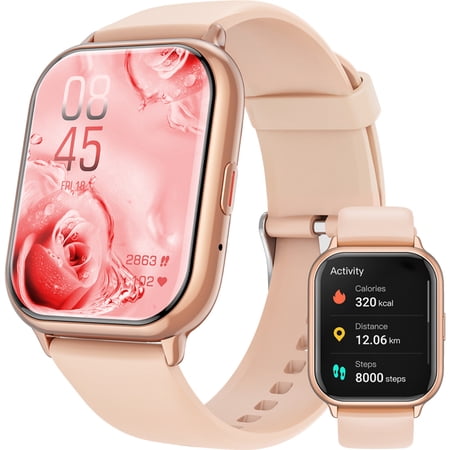 Mingdaln 1.83-inch Full-Touch Answer/Dial Android Women's Smartwatch, Activity Fitness Tracker, Sports Tracking, Compatible with Android iOS