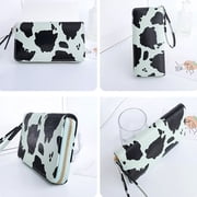 Aellinatey Stylish Cow Print Handheld Wallet PU Card Holder Purse for Fashionable Women