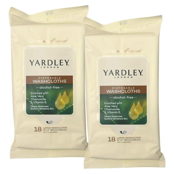 Large Disposable Washcloths 18 Ct 2 Pack, Adult Wet Wipes with Aloe Vera Bathing Travel Essentials