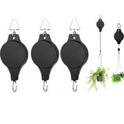 NKTM 3 Pack Plant Pulley Hanger, Retractable Plant Hook Hanging Flower Basket Easy Reach for Garden Baskets Pots and Birds Feeder Hang High up and Pull Down to Water Or Feed (Black)