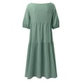 thumbnail image 3 of Sngxgn Womens Fall Spring Deep V Neck Ruffle Long Sleeve Print Mini Dress(Green,M), 3 of 4