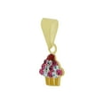 thumbnail image 3 of 14k Yellow Gold, Tiny Mini Size Cupcake Colorful Enamel & Created CZ Crystals 7mm with 16" Dainty Neck Chain, 3 of 7