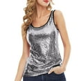 thumbnail image 4 of Sequin Tank Tops for Women Sleeveless Silver Sparkly Vest for Women Shiny Tops Party Top Festive Tops for Women, 4 of 6