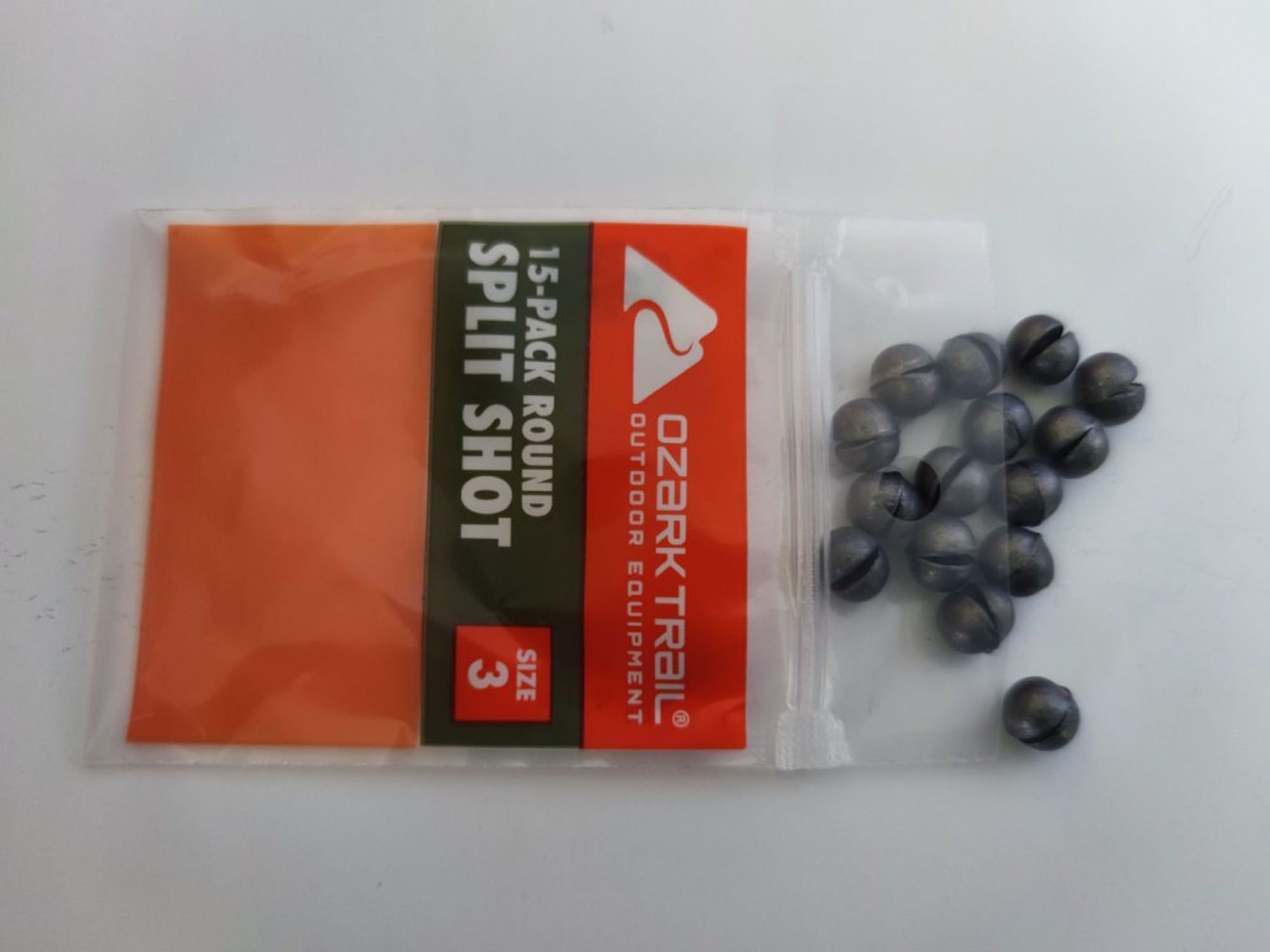 (6 pack) Ozark Trail Round Split Shot Size 3, Fishing Lead Weights, Product Size 0.31x0.35in