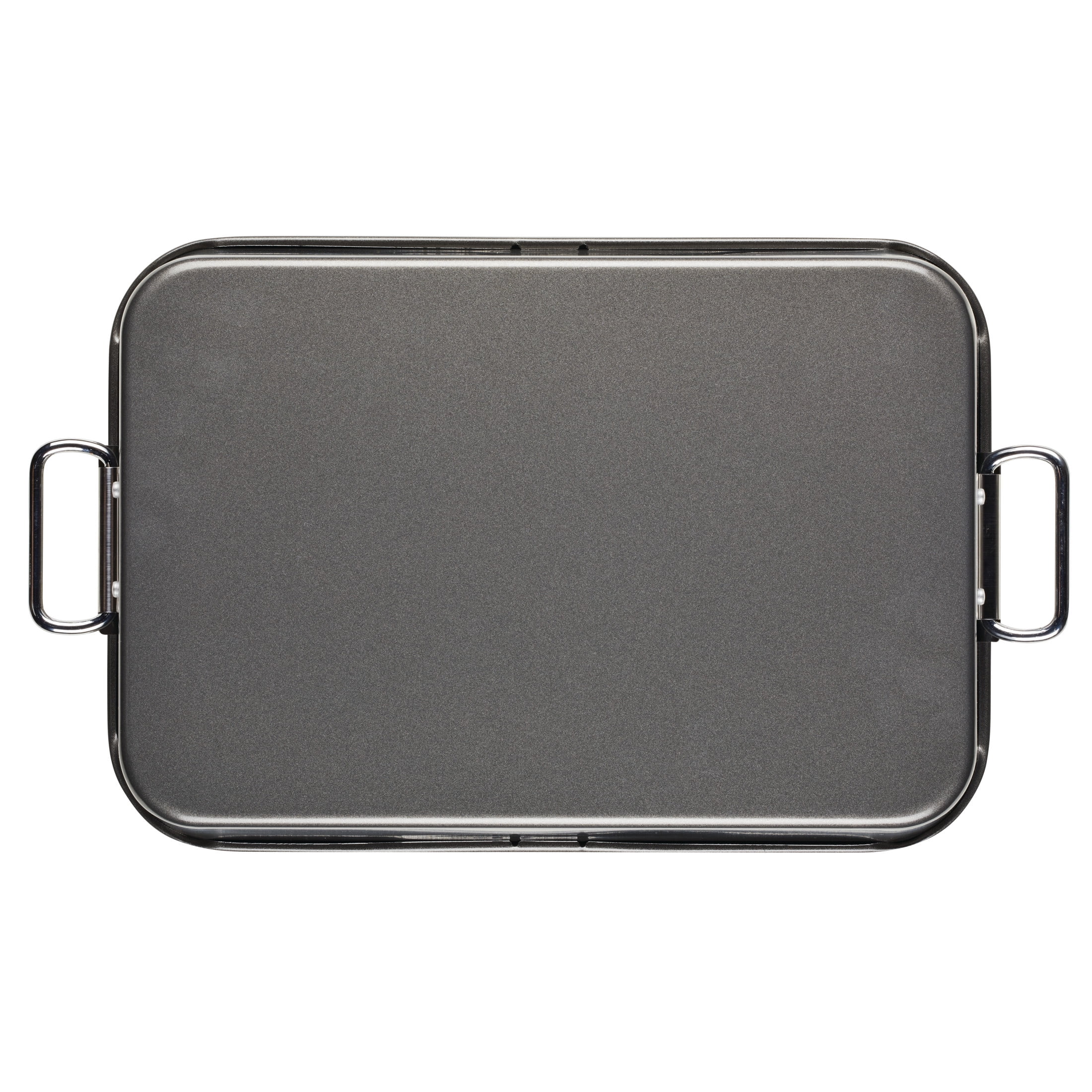 Farberware Bakeware Roasting Pan with Removable Flat Rack - 10.5x15 Inches, Dishwasher Safe, Oven-Safe to 450F, Non-Stick Finish, Gray