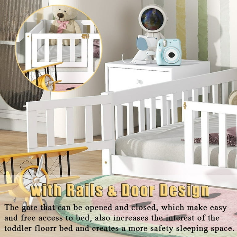 Full size floor bed with gate deals
