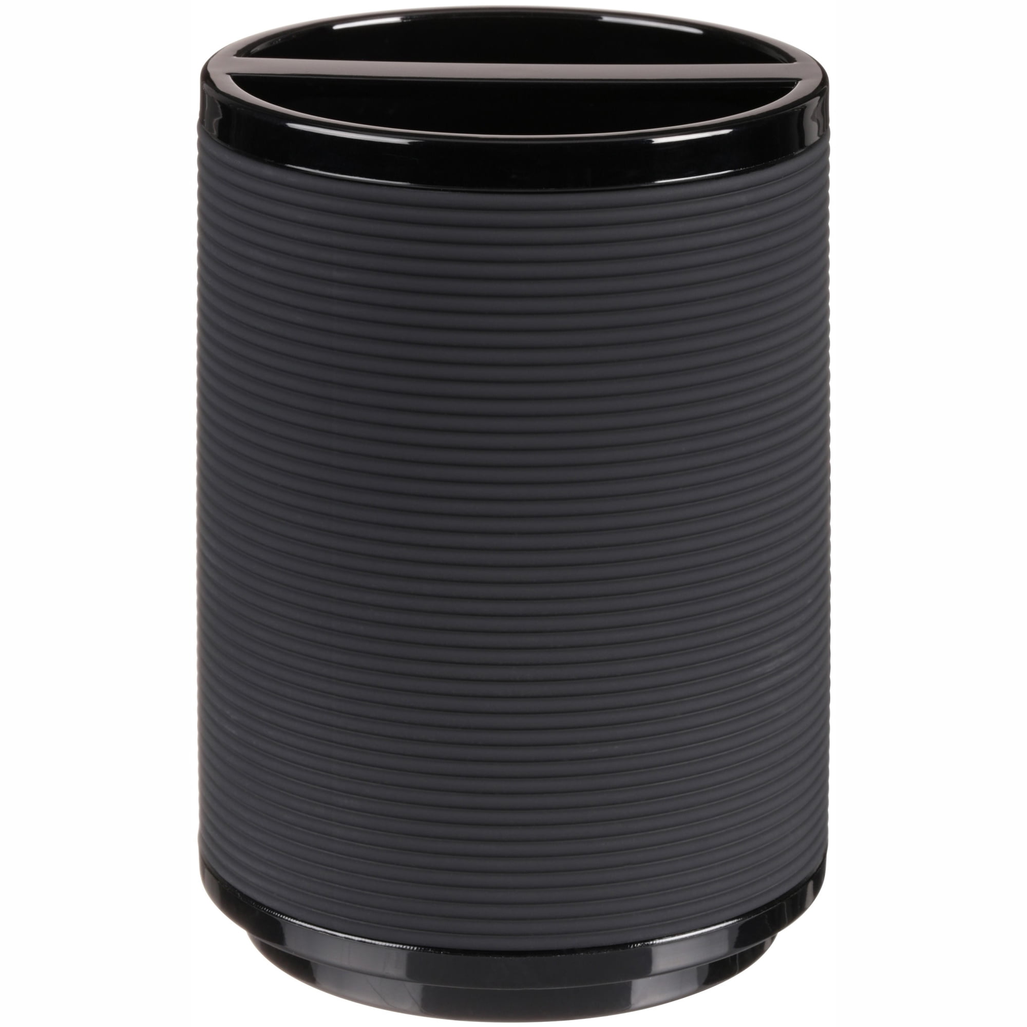 Mainstays Soft Touch Black Plastic Toothbrush Holder for Adults and Kids